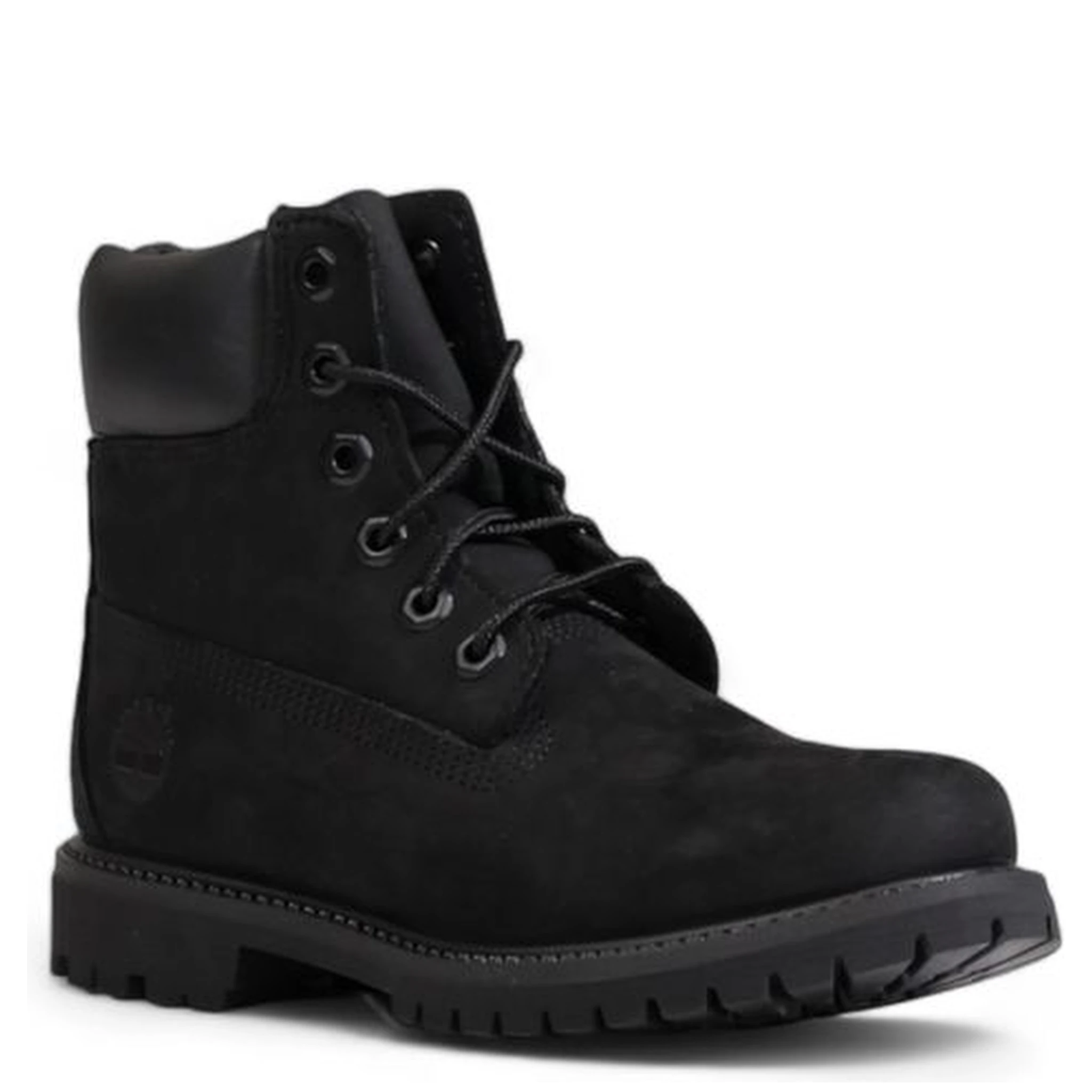 Black Recycled Leather Lace-Up Boots