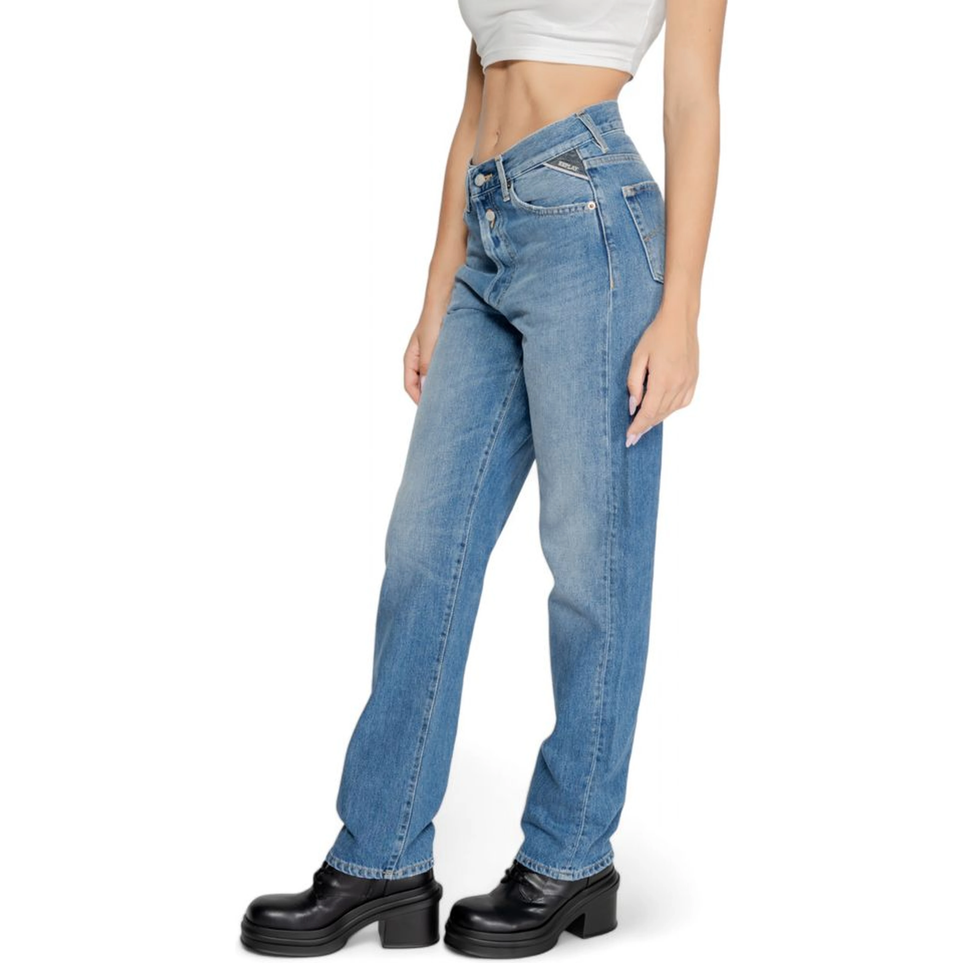 Blue Cotton Mom Jeans