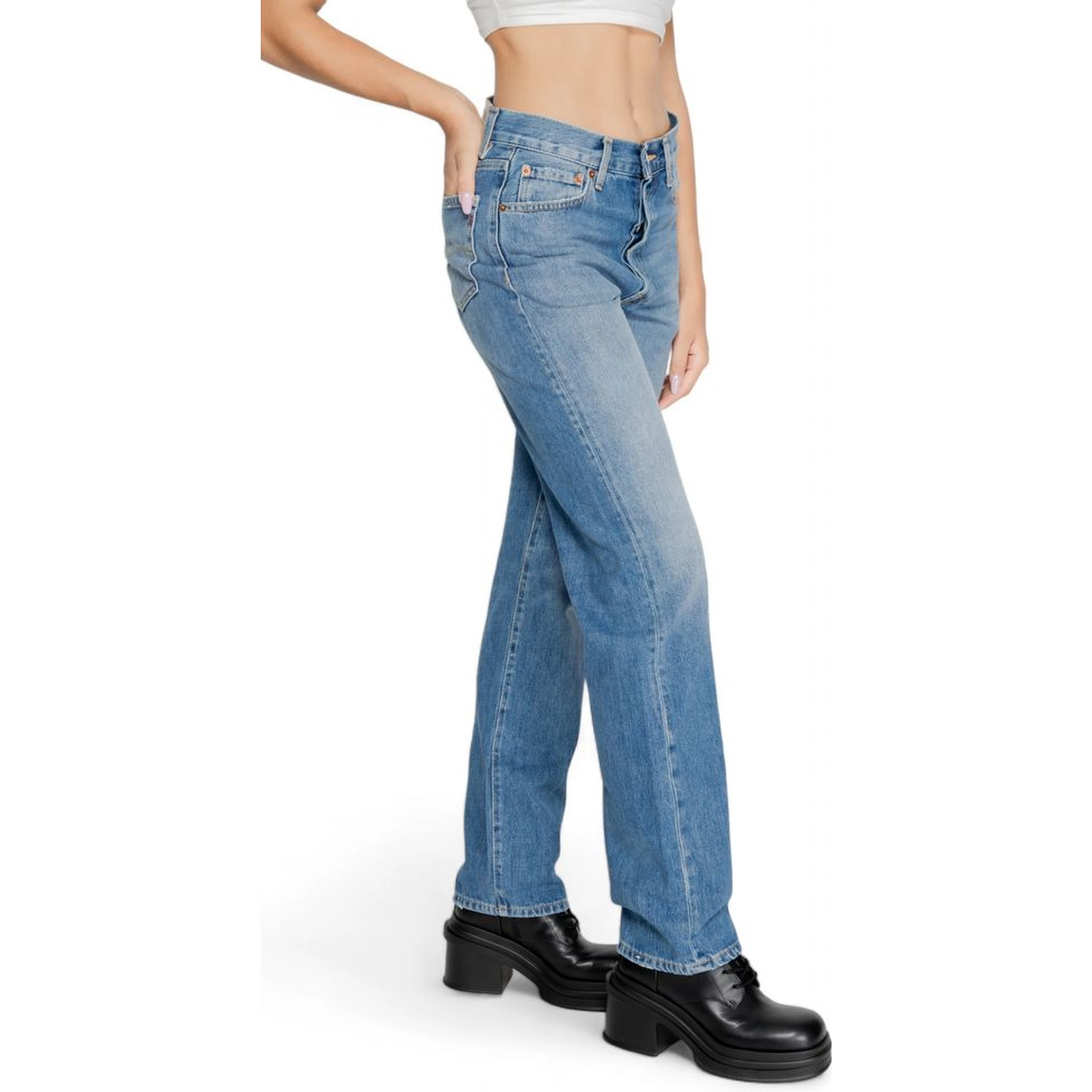 Blue Cotton Mom Jeans
