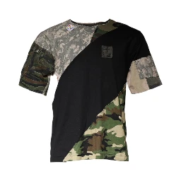 Multicolor Camouflage Cotton Round Neck T-shirt