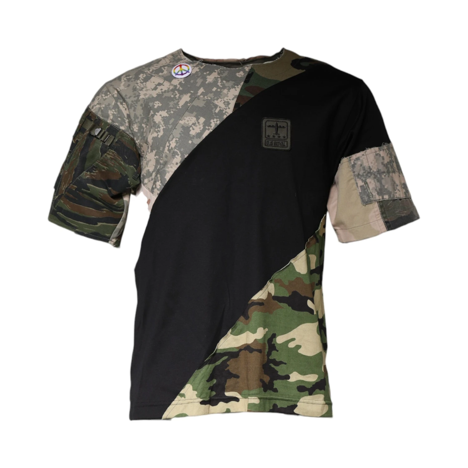 Multicolor Camouflage Cotton Round Neck T-shirt