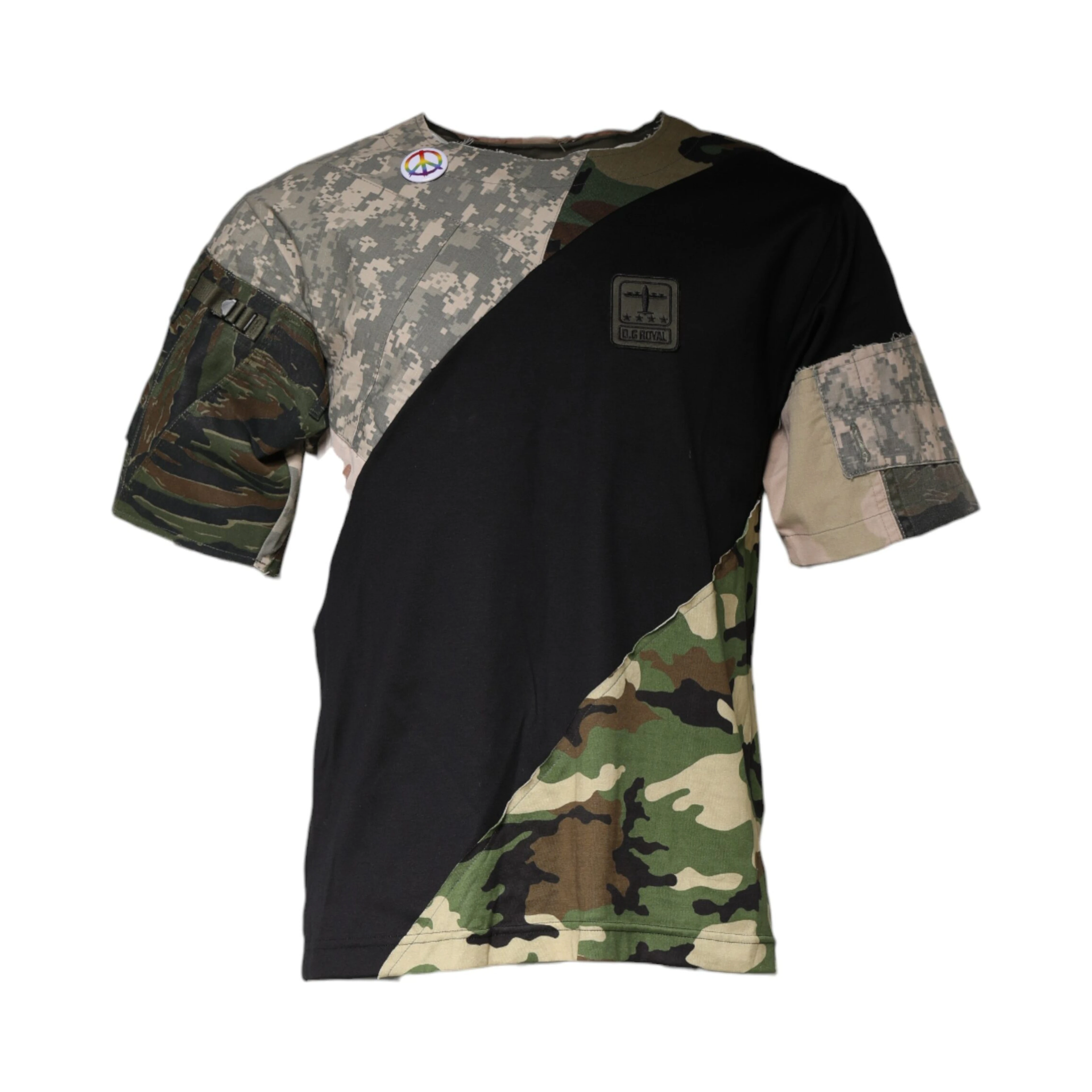 Multicolor Camouflage Cotton Round Neck T-shirt
