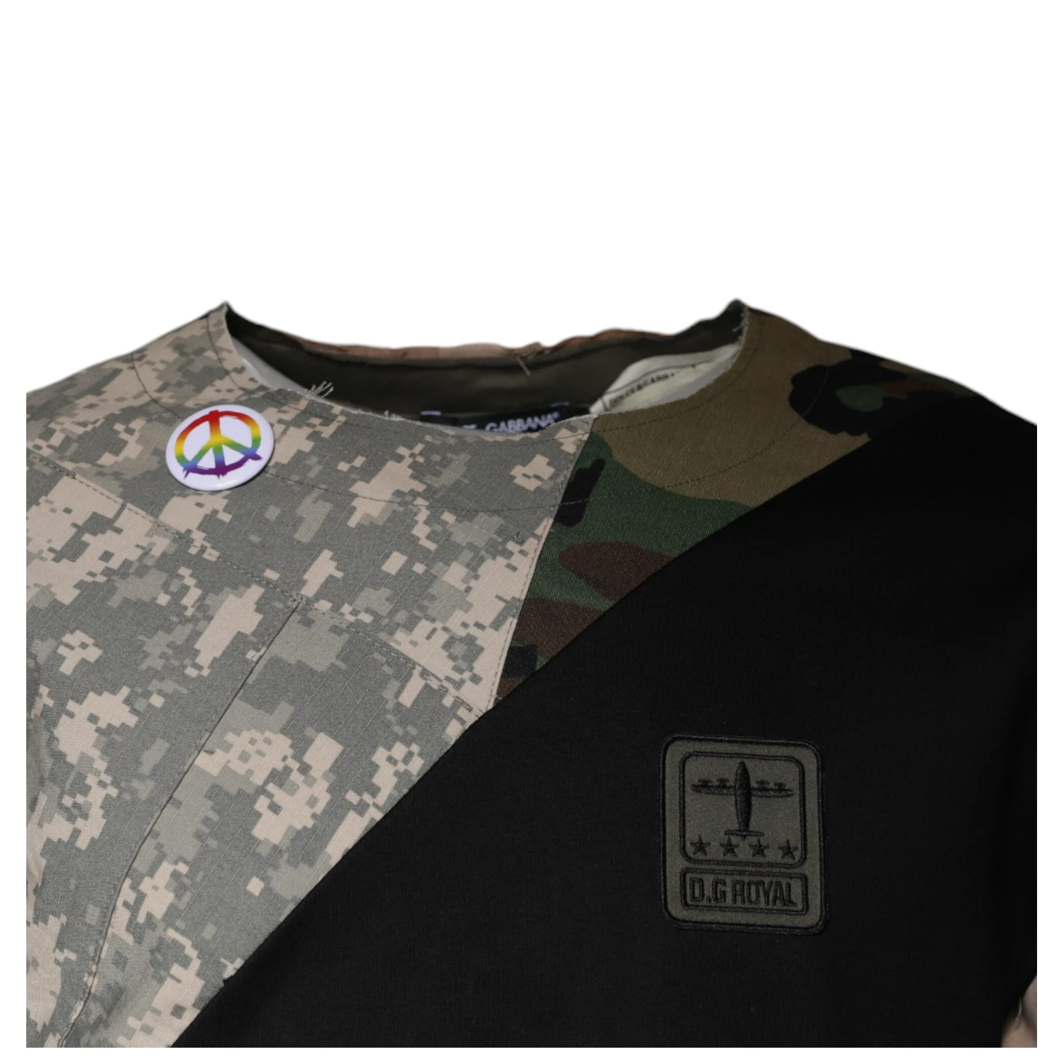 Multicolor Camouflage Cotton Round Neck T-shirt