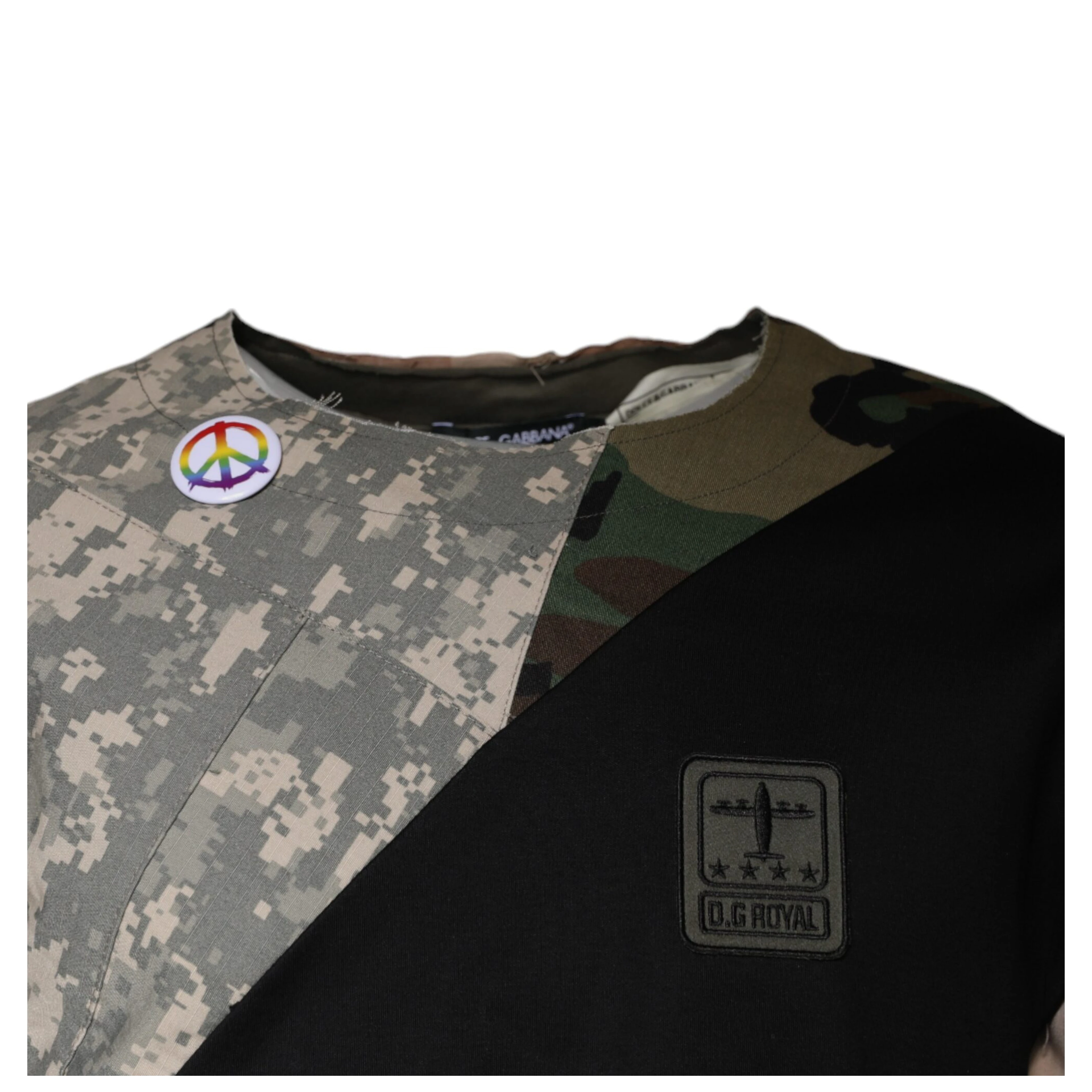 Multicolor Camouflage Cotton Round Neck T-shirt
