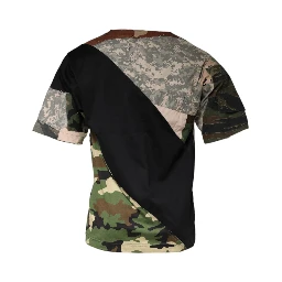 Multicolor Camouflage Cotton Round Neck T-shirt