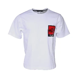 White Red Lips Print Cotton T-shirt