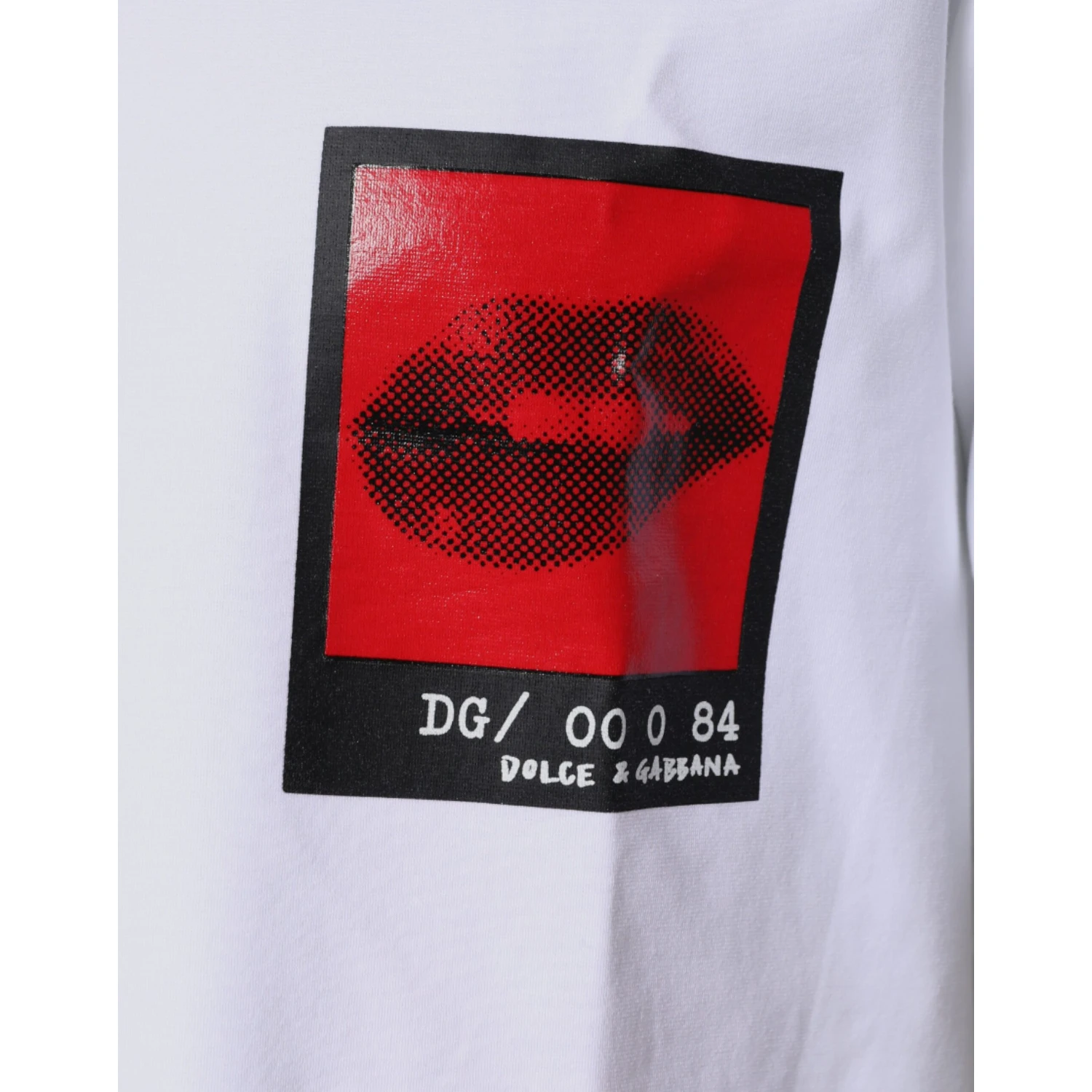 White Red Lips Print Cotton T-shirt