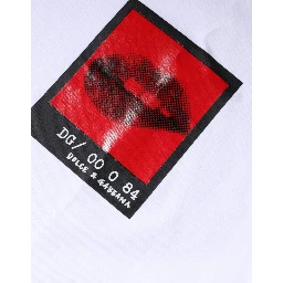 White Red Lips Print Cotton T-shirt