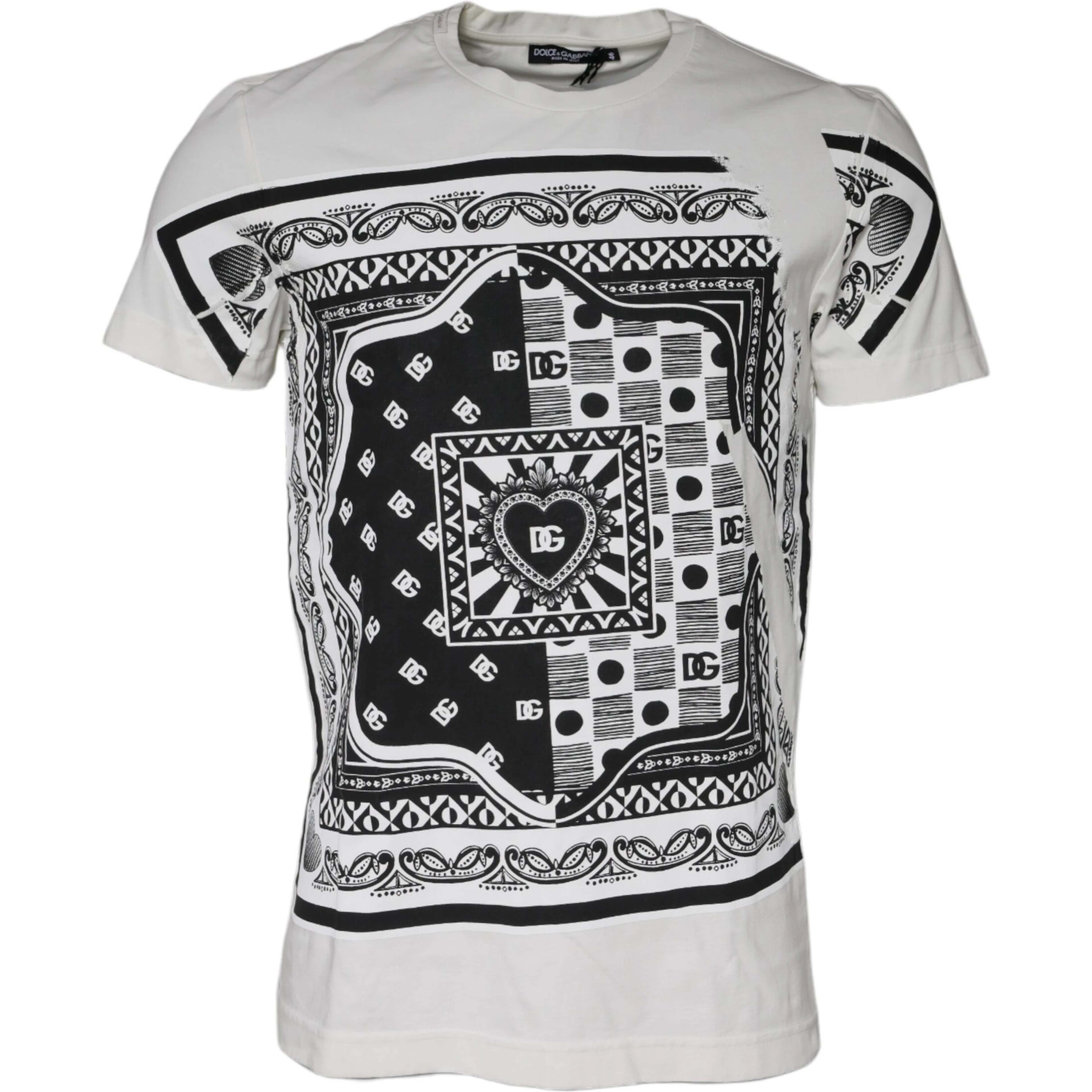 White Bandana Print Cotton Short Sleeves T-shirt