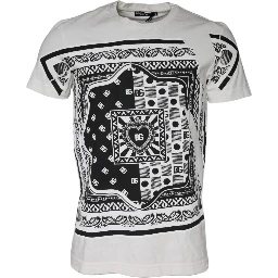 White Bandana Print Cotton Short Sleeves T-shirt