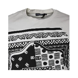 White Bandana Print Cotton Short Sleeves T-shirt