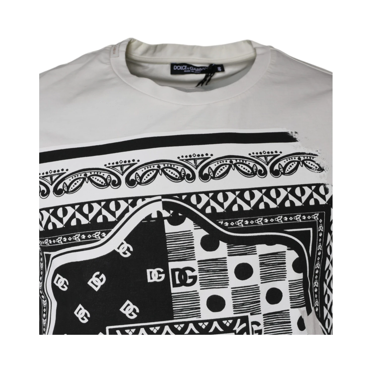 White Bandana Print Cotton Short Sleeves T-shirt