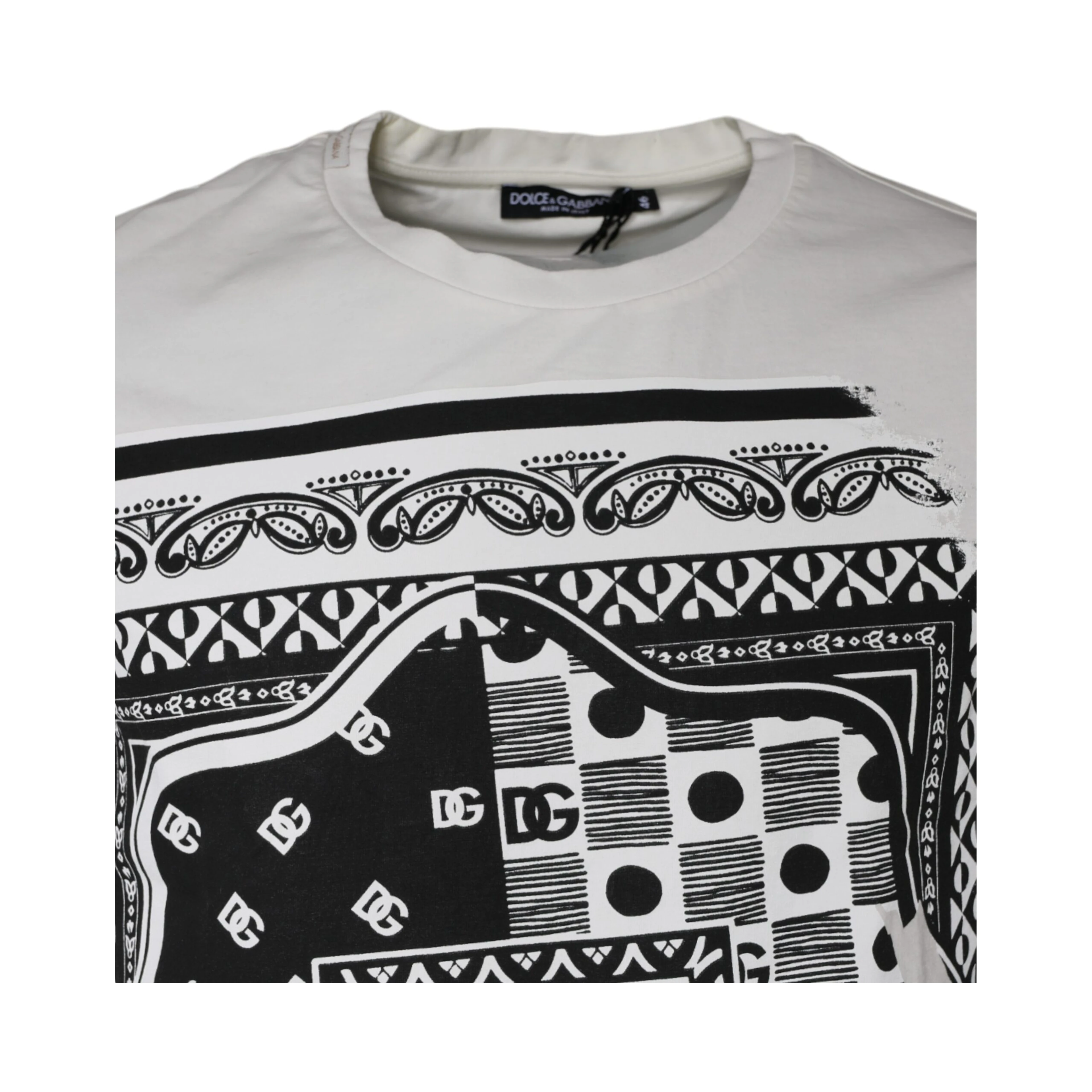 White Bandana Print Cotton Short Sleeves T-shirt