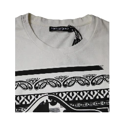 White Bandana Print Cotton Short Sleeves T-shirt