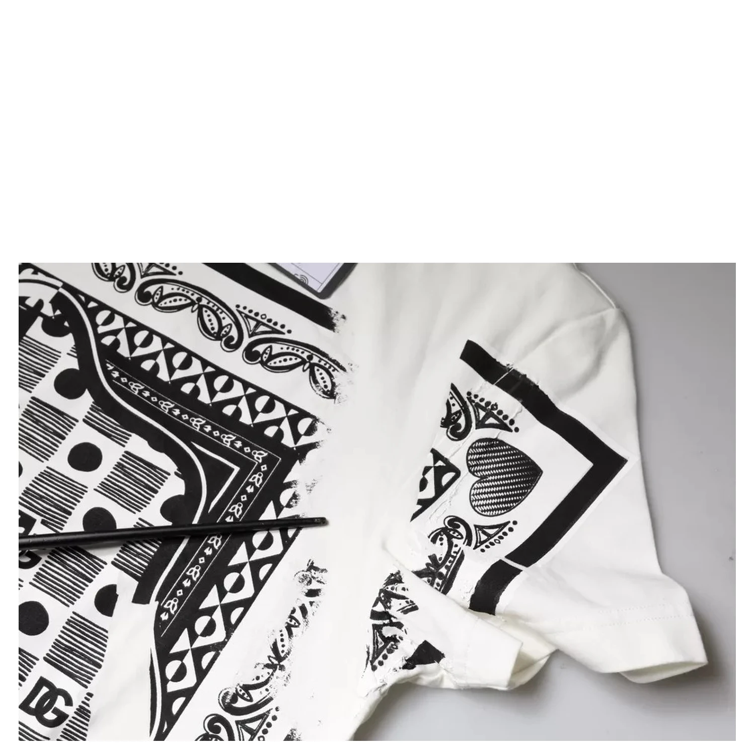 White Bandana Print Cotton Short Sleeves T-shirt