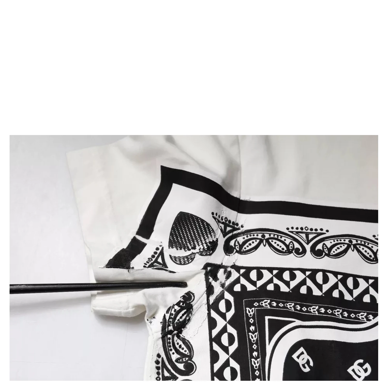 White Bandana Print Cotton Short Sleeves T-shirt