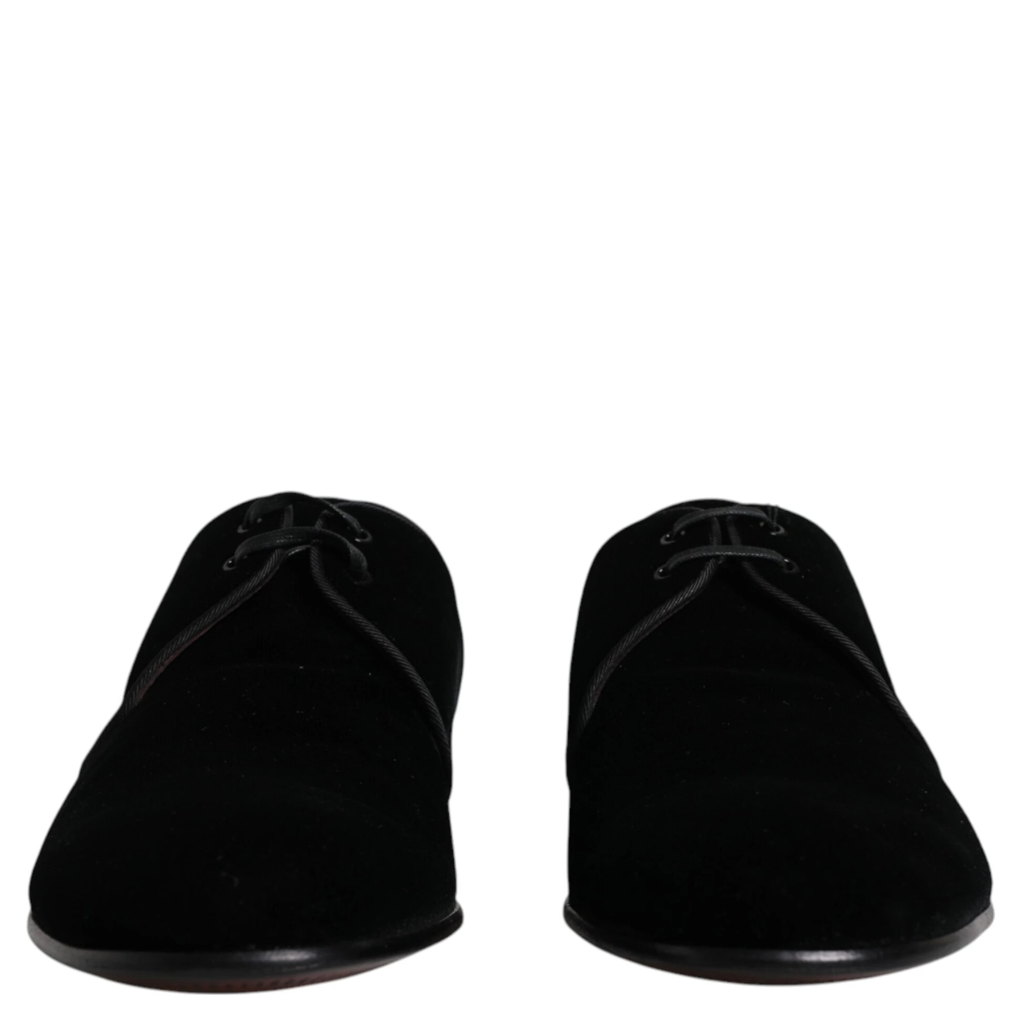 Black Velvet Leather Lace Up Derby Shoes