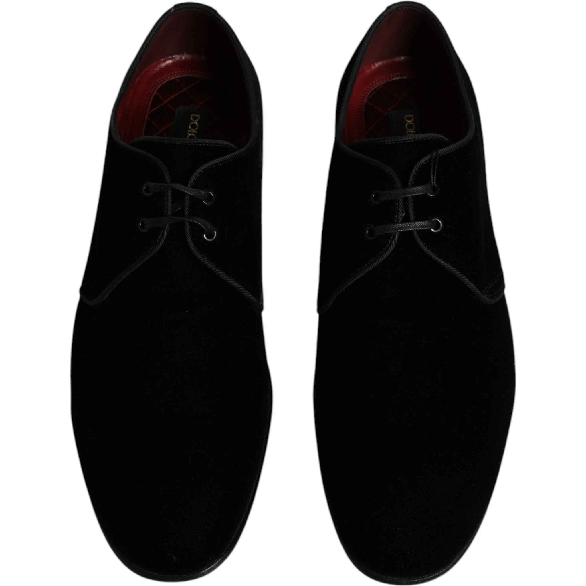 Black Velvet Leather Lace Up Derby Shoes