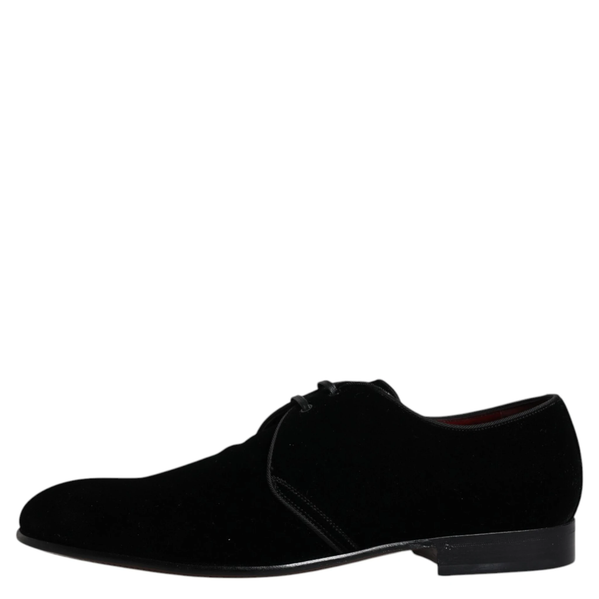 Black Velvet Leather Lace Up Derby Shoes