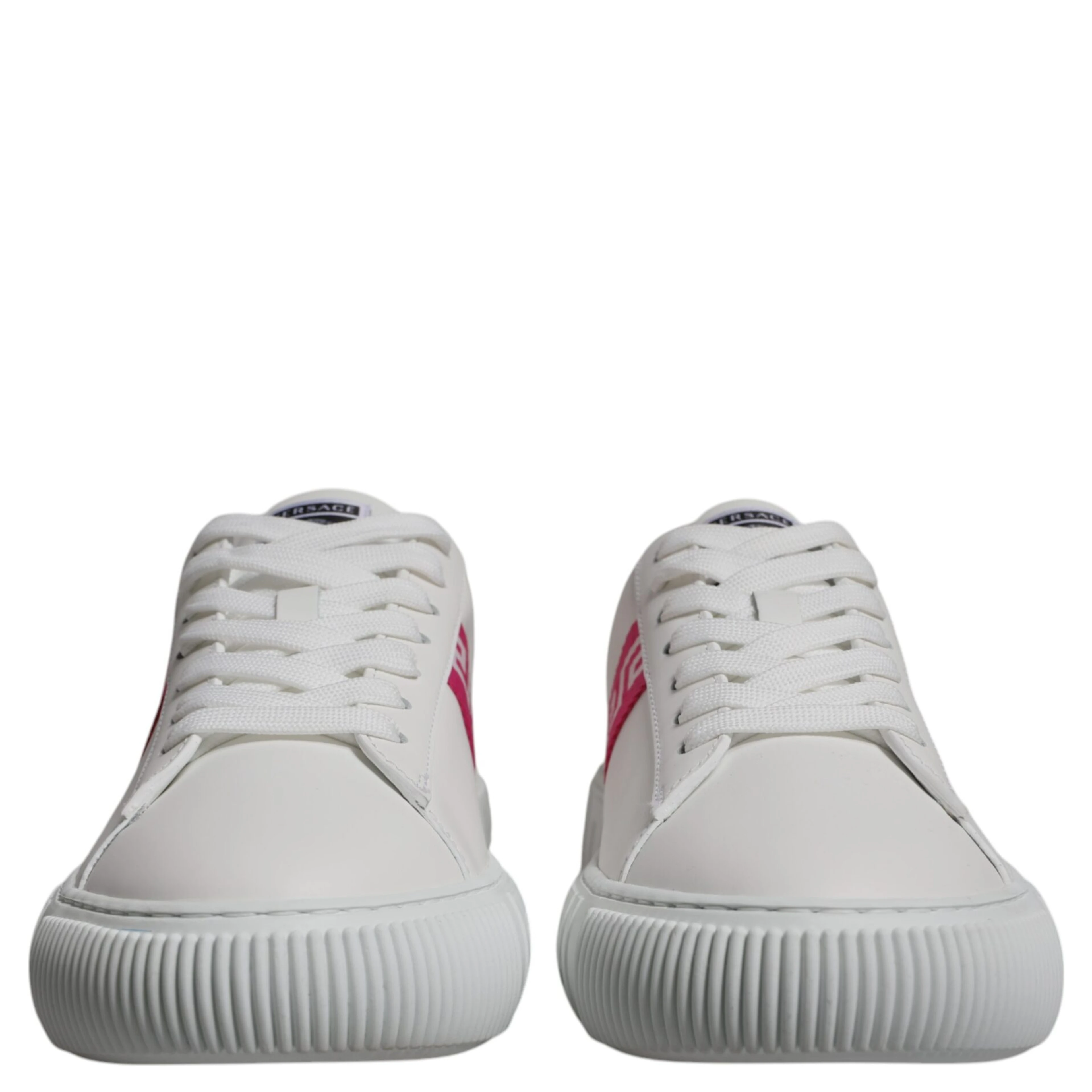 White Pink Greca Print Platform Low Top Sneakers Shoes