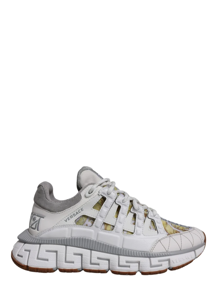 White Trigreca Barocco Print Low Top Sneakers Shoes