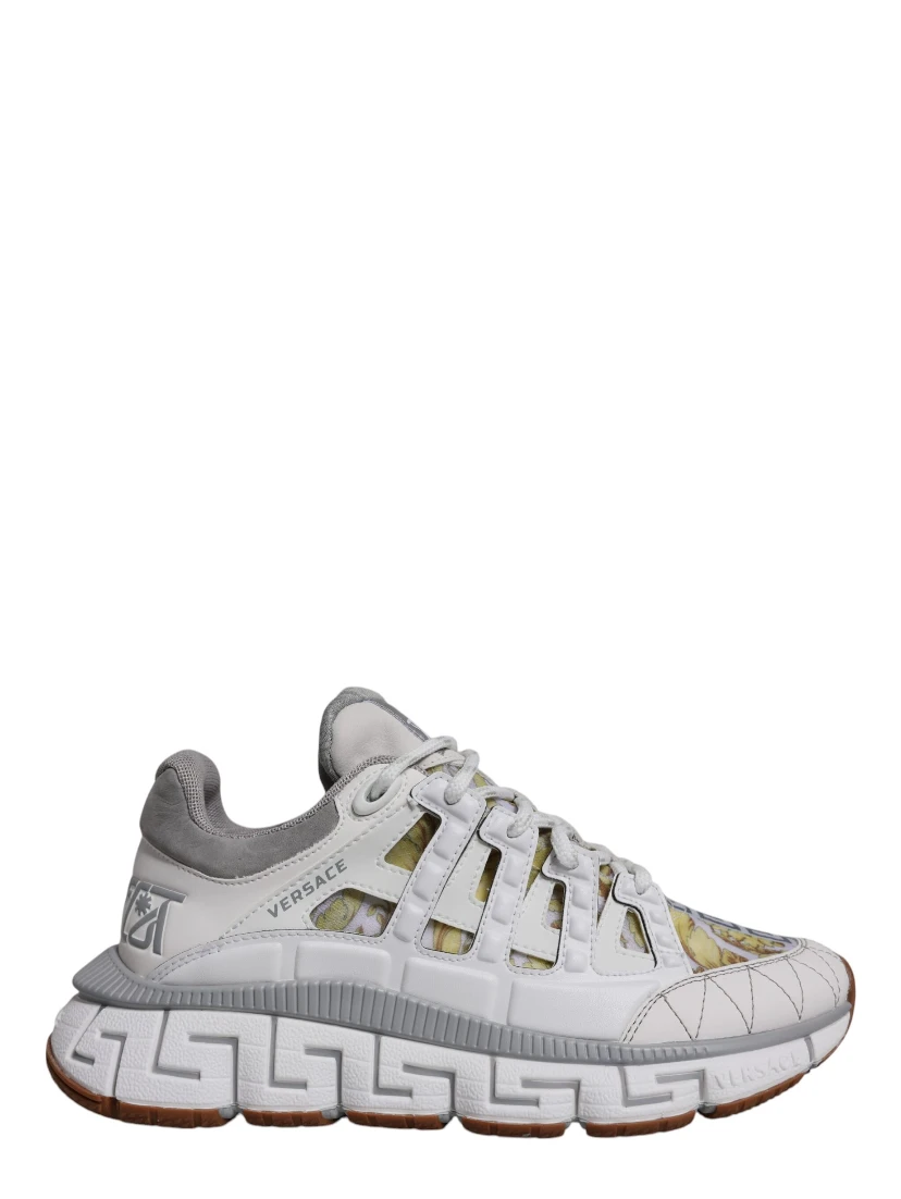 White Trigreca Barocco Print Low Top Sneakers Shoes