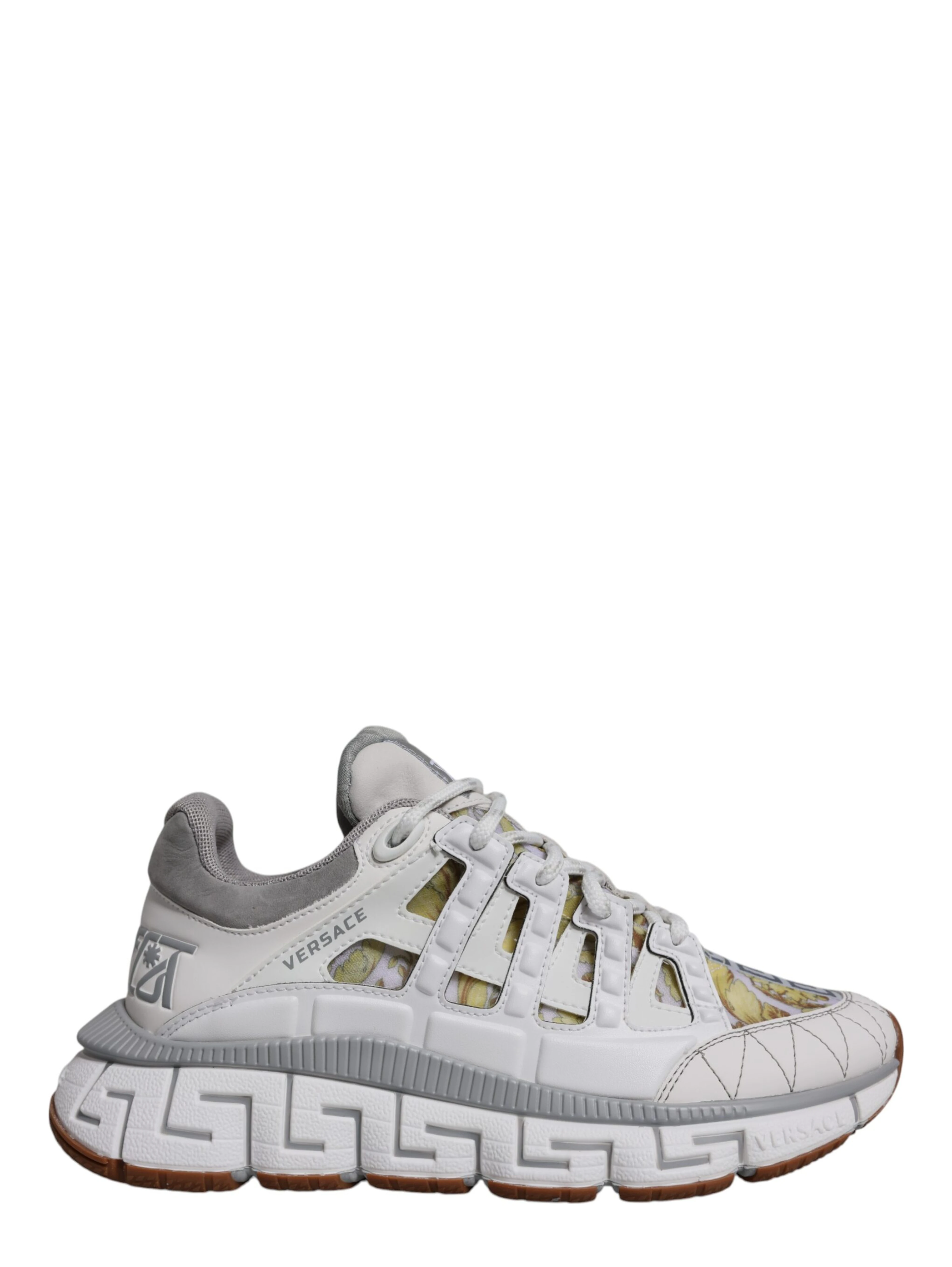 White Trigreca Barocco Print Low Top Sneakers Shoes