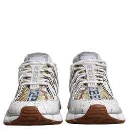 White Trigreca Barocco Print Low Top Sneakers Shoes