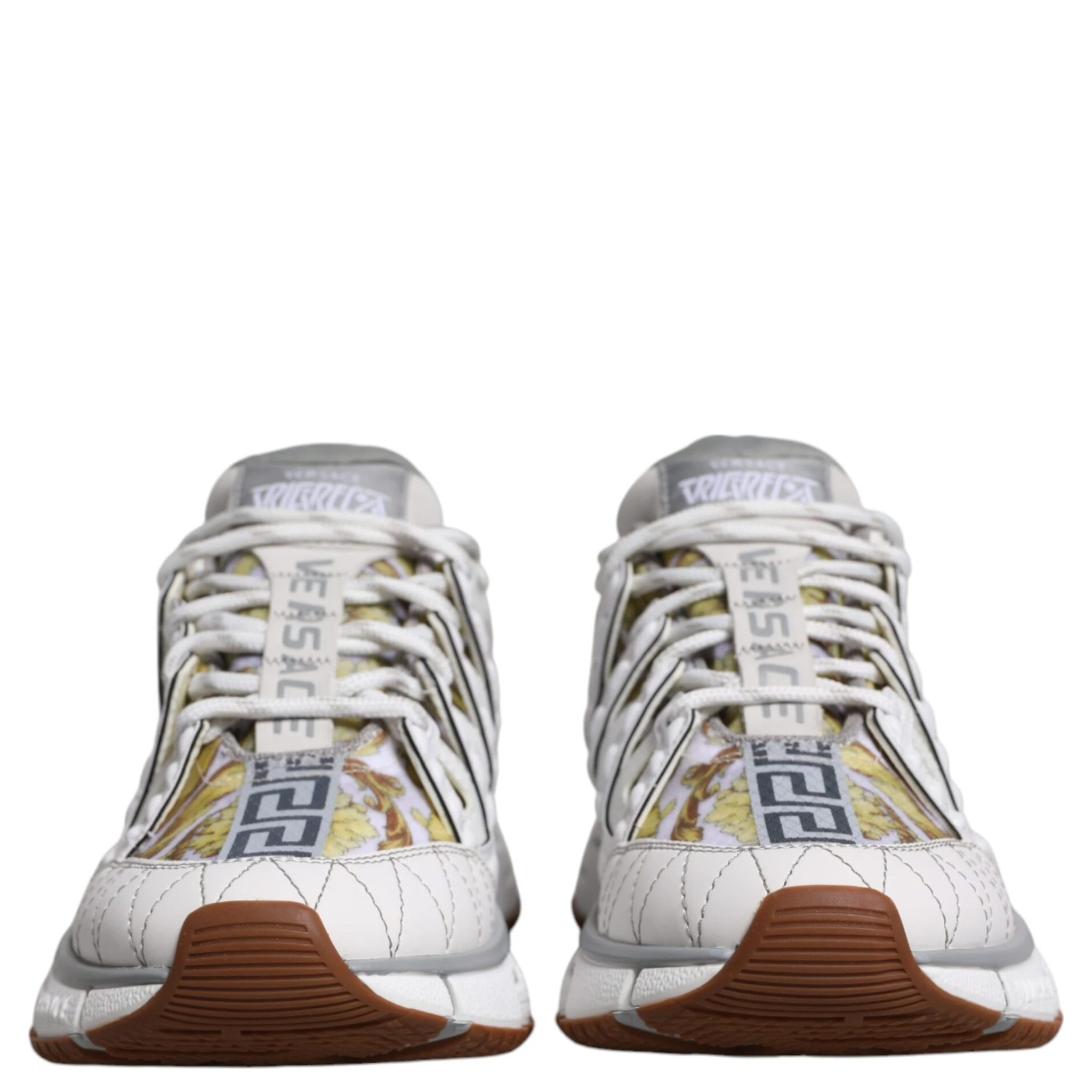 White Trigreca Barocco Print Low Top Sneakers Shoes