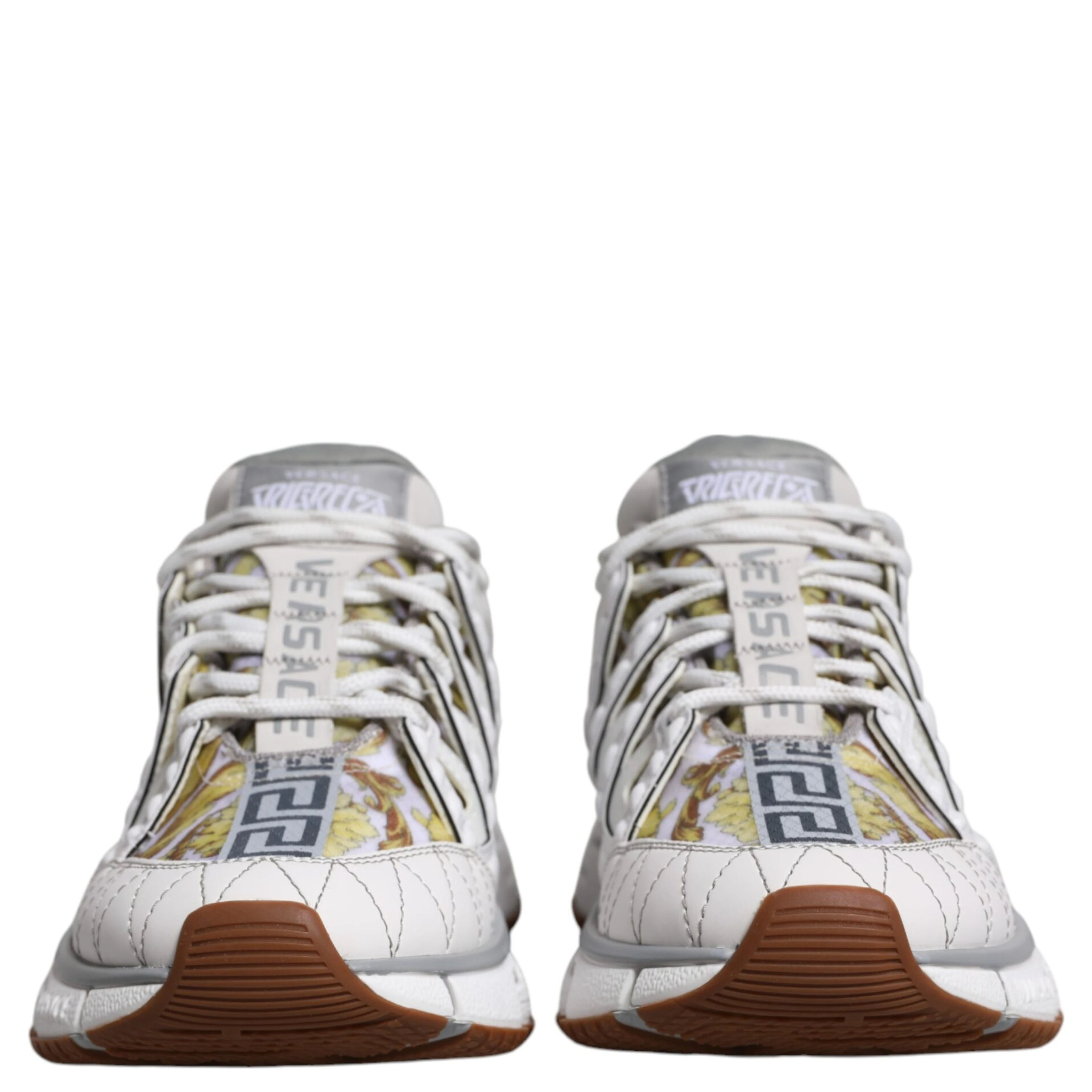 White Trigreca Barocco Print Low Top Sneakers Shoes
