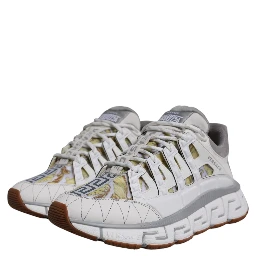 White Trigreca Barocco Print Low Top Sneakers Shoes