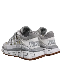White Trigreca Barocco Print Low Top Sneakers Shoes