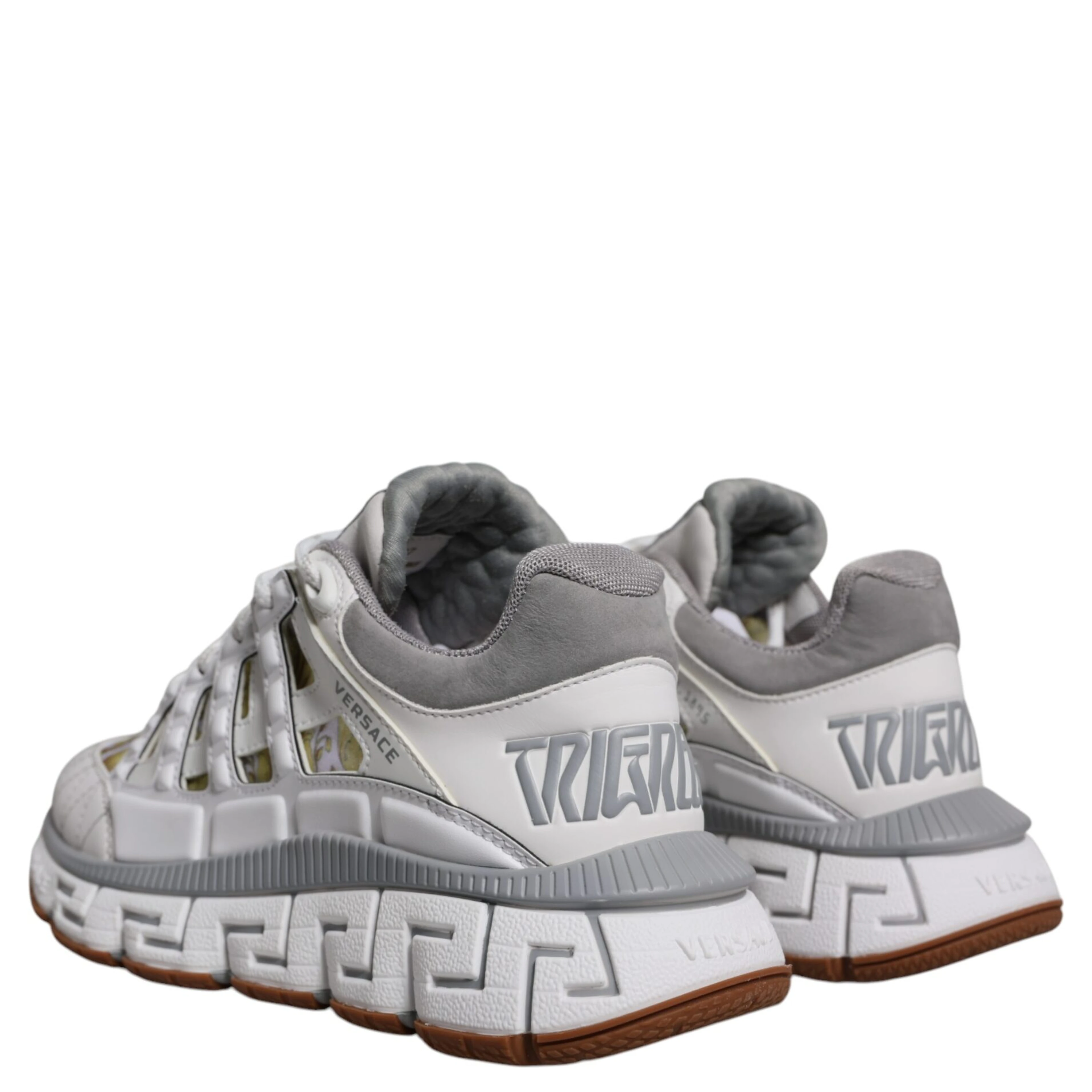 White Trigreca Barocco Print Low Top Sneakers Shoes