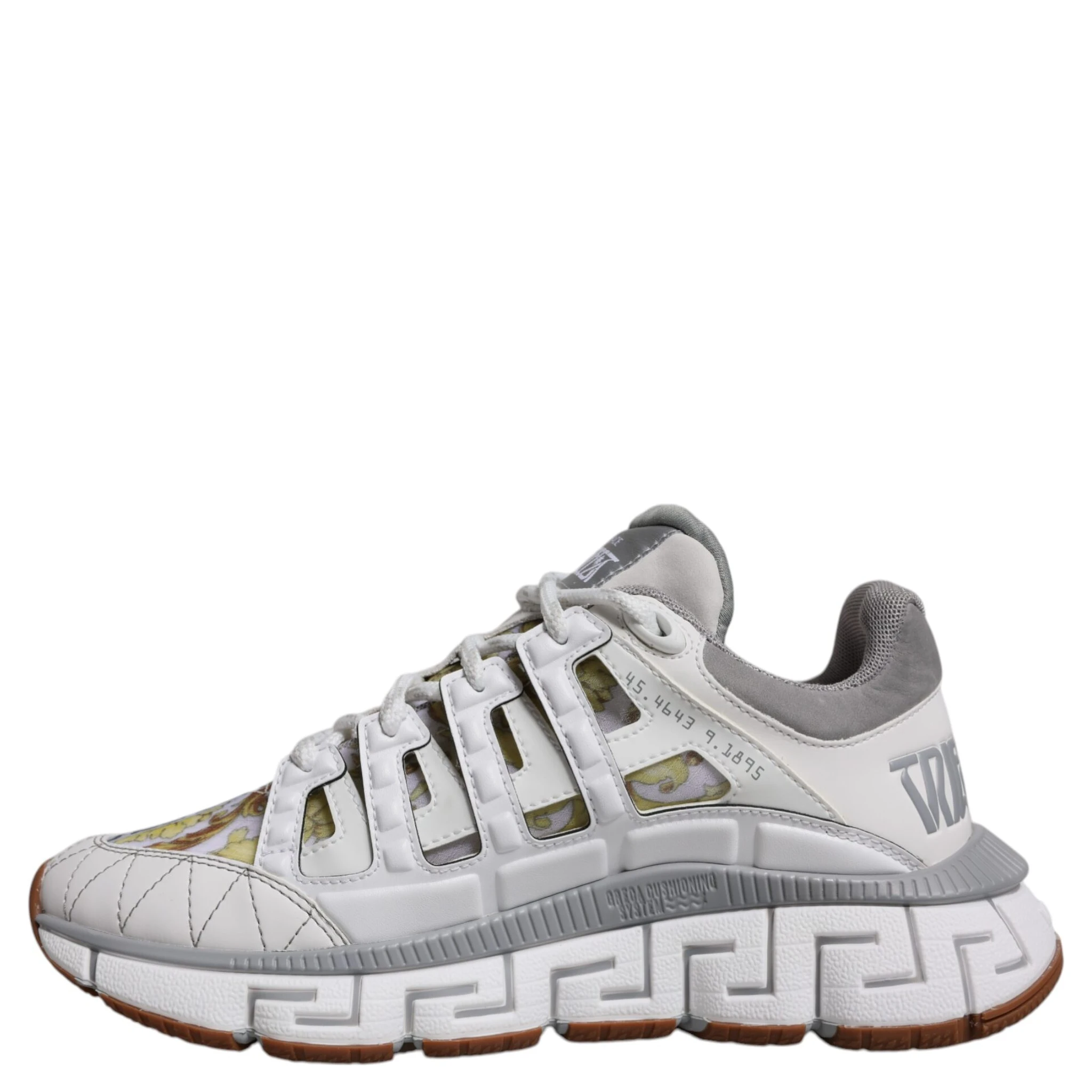 White Trigreca Barocco Print Low Top Sneakers Shoes