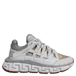 White Trigreca Barocco Print Low Top Sneakers Shoes