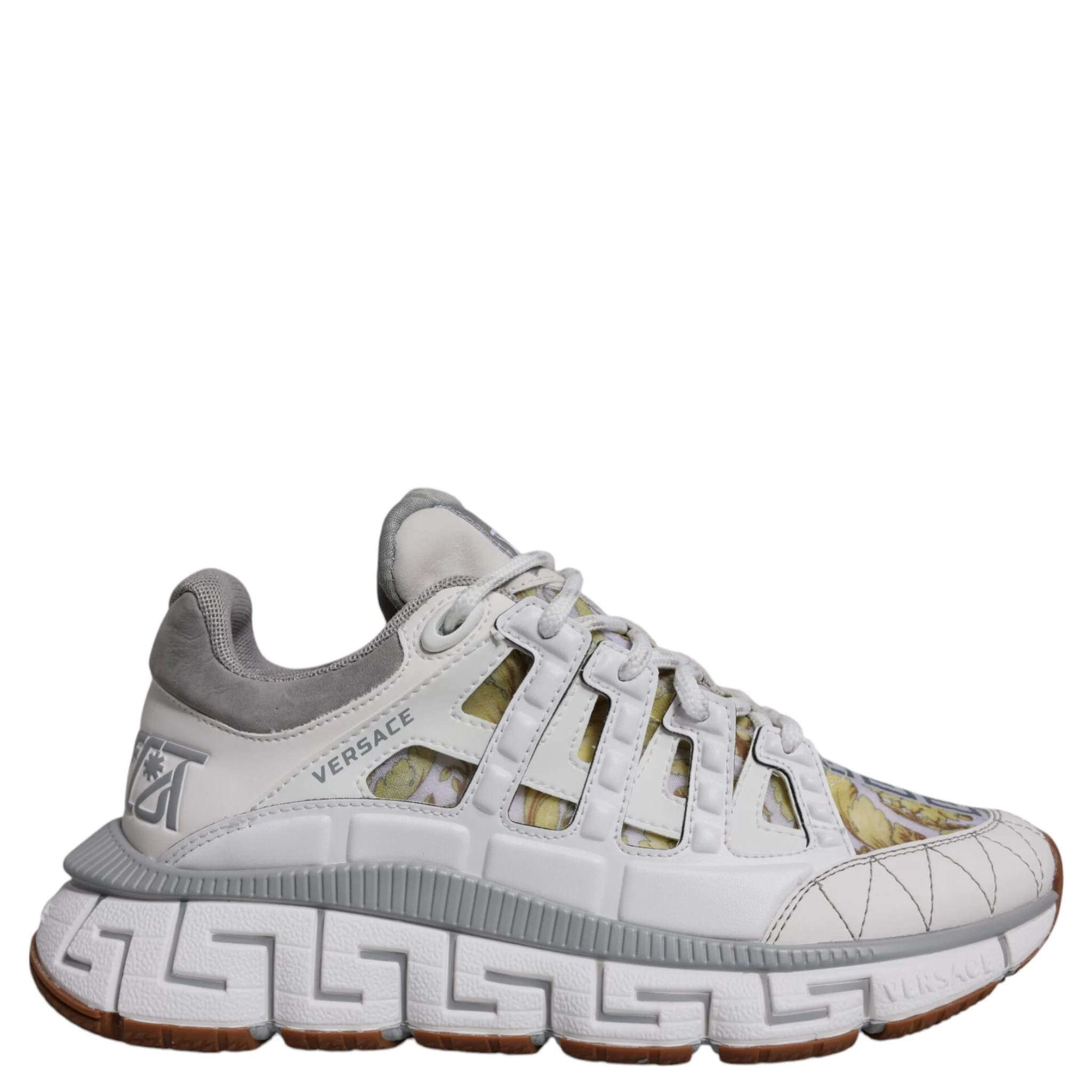 White Trigreca Barocco Print Low Top Sneakers Shoes