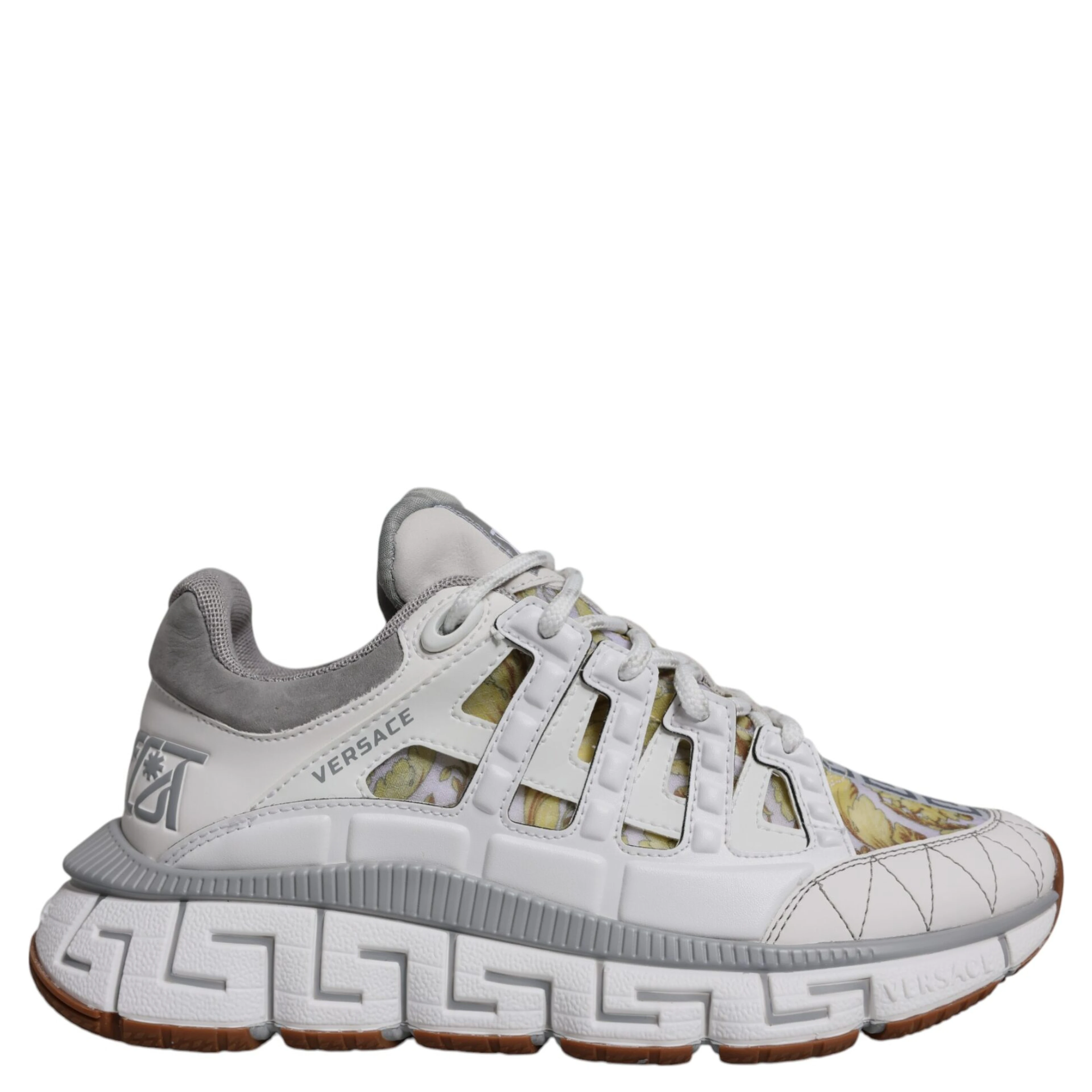 White Trigreca Barocco Print Low Top Sneakers Shoes