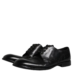 Black Leather Derby Formal Men Dress Shoes