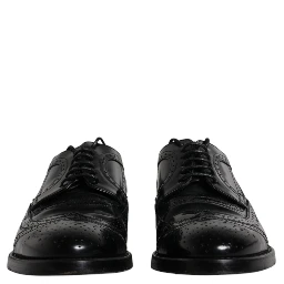 Black Leather Derby Wingtip Formal Shoes