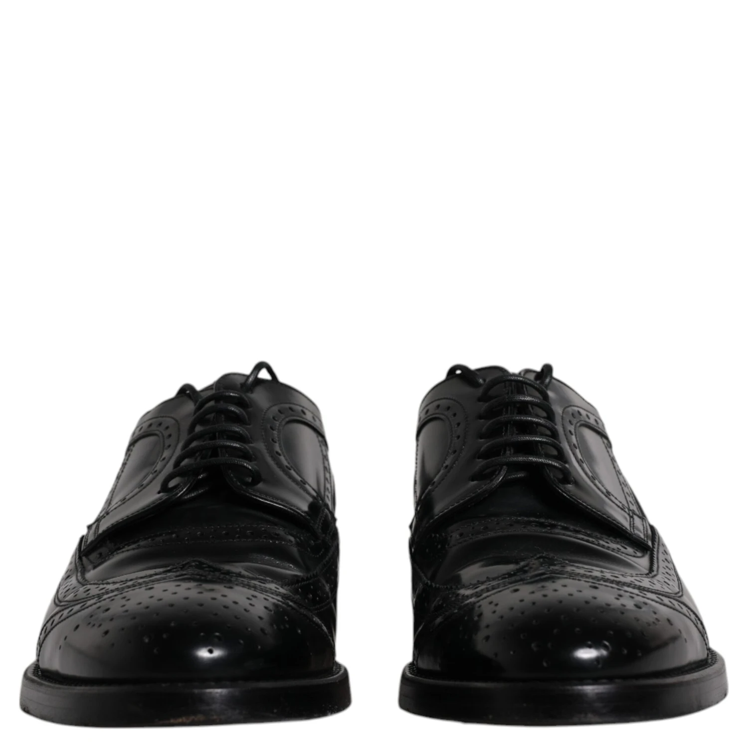 Black Leather Derby Wingtip Formal Shoes