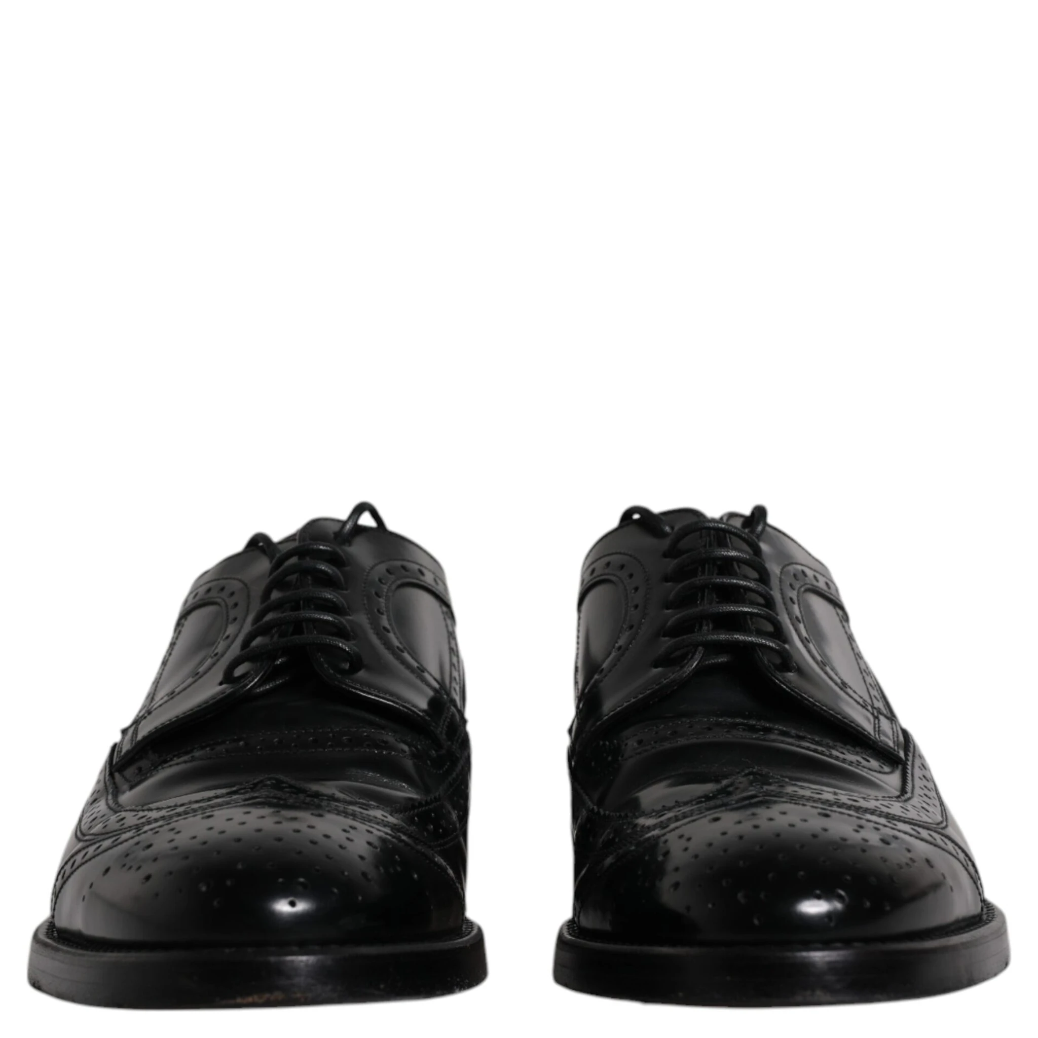 Black Leather Derby Wingtip Formal Shoes