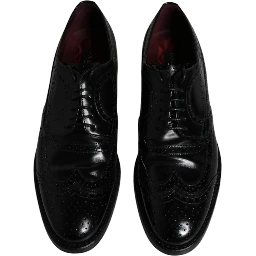 Black Leather Derby Wingtip Formal Shoes