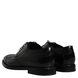 Black Leather Derby Wingtip Formal Shoes