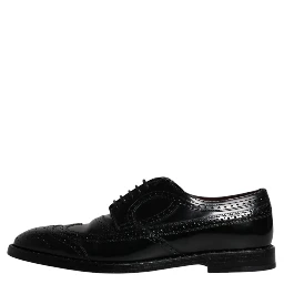 Black Leather Derby Wingtip Formal Shoes