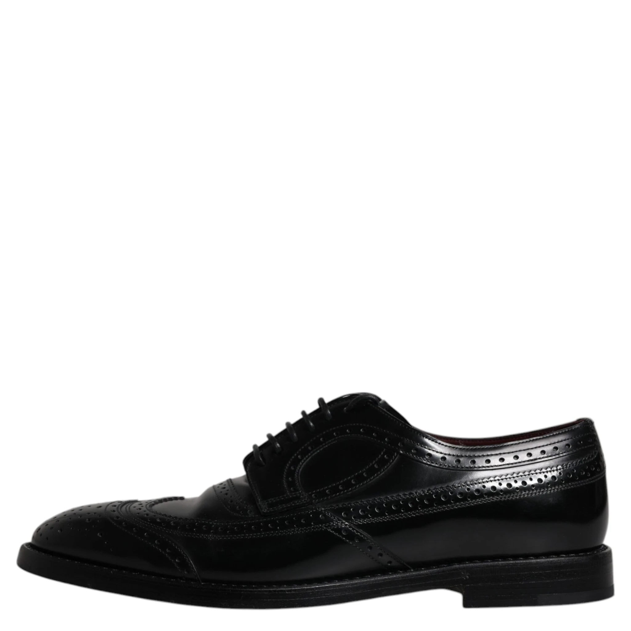 Black Leather Derby Wingtip Formal Shoes