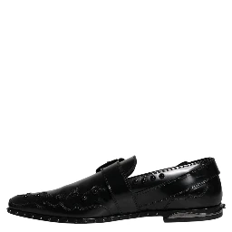 Black Embellished Derby Monk Strap Shoes