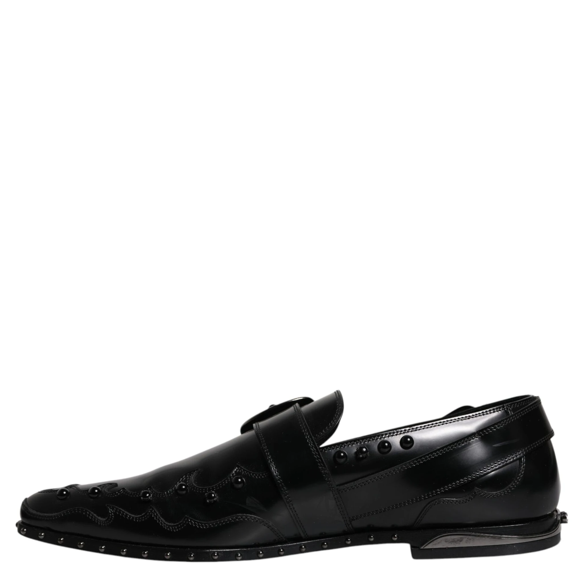 Black Embellished Derby Monk Strap Shoes