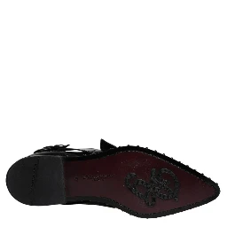 Black Embellished Derby Monk Strap Shoes