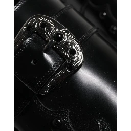 Black Embellished Derby Monk Strap Shoes