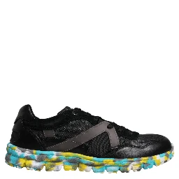 Black Polyester Low Top Men Sneakers Shoes